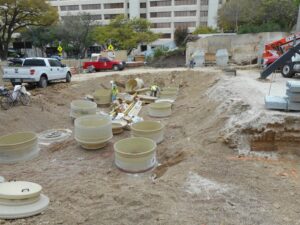 11 tank sumps being installed