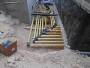 22 piping entering building